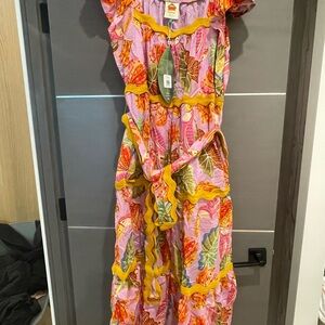 FARM Rio Pink and Yellow Maxi Dress
